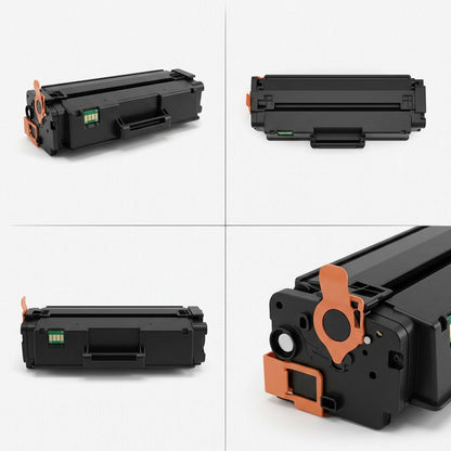A quad-grid view showing multiple angles of the Elevate Imaging Reman HP CF450A black toner cartridge.