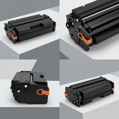A four-view grid showing the Elevate Imaging HP CF258X 58X high yield toner cartridge from multiple angles.