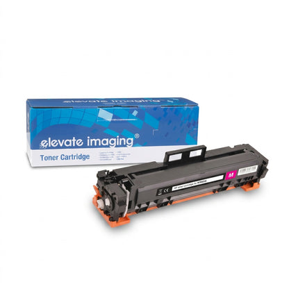 Elevate Imaging magenta toner cartridge compatible with HP W2023A (414A) shown with product box.