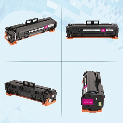 Multiple angles of the Elevate Imaging HP W2023A (414A) compatible magenta toner cartridge.