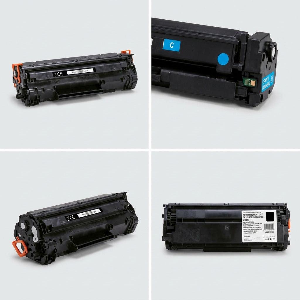 A grid of four photos showing the Elevate Imaging HP W1470X toner cartridge from multiple angles.