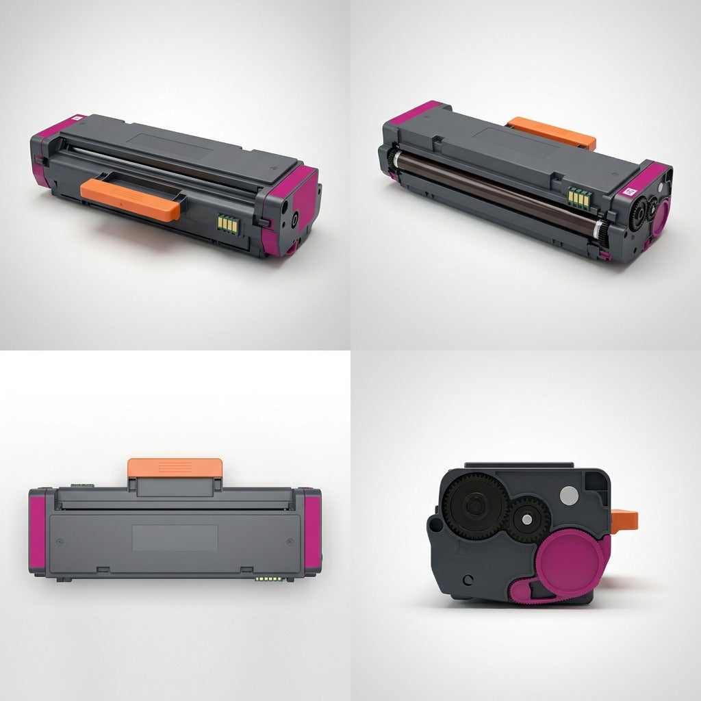 Four-angle view of the Elevate Imaging HP W2113X (206X) Magenta Toner cartridge on white background.