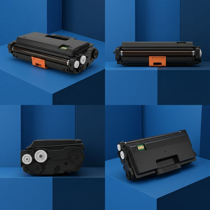 Multiple angles of the Elevate Imaging Brother TN850 compatible monochrome toner cartridge.