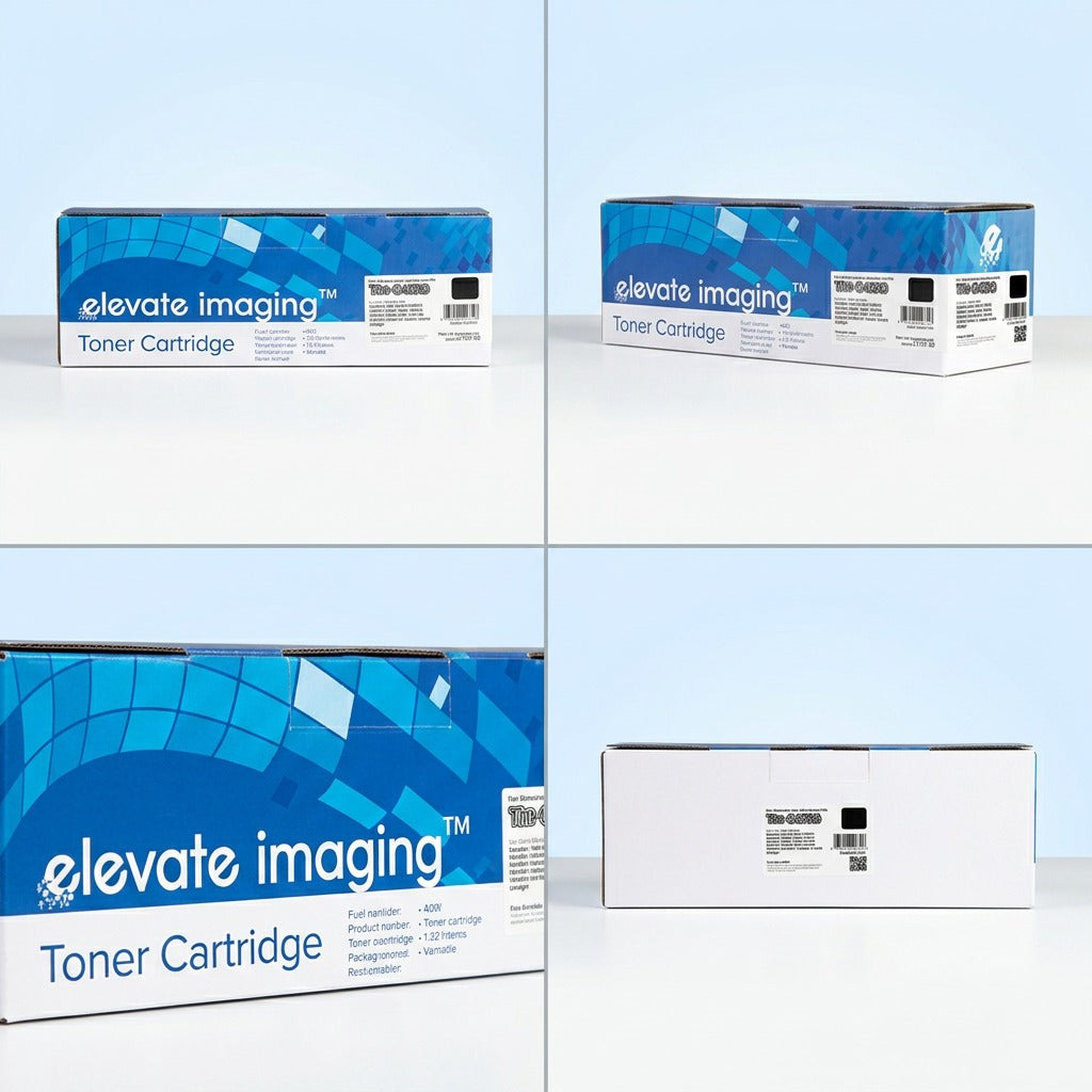 Elevate Imaging compatible HP CE278A toner cartridge packaging shown from four different angles.