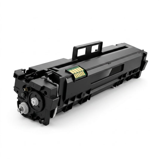 Elevate Imaging compatible HP 414X black toner cartridge with visible gears and gold contact chip.