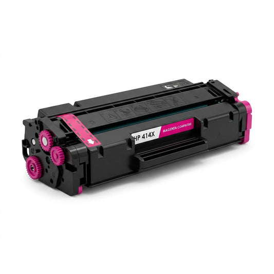 Elevate Imaging HP 414X (W2023X) magenta compatible toner cartridge with bright pink gears.