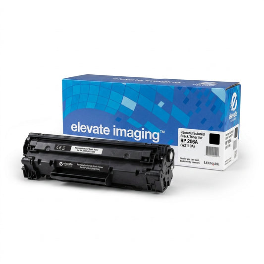 Elevate Imaging remanufactured black toner cartridge for HP 206A (W2110A) with retail box.