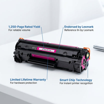 Elevate Imaging HP 206A Magenta Toner Cartridge features and benefits, including 1,250-page yield.