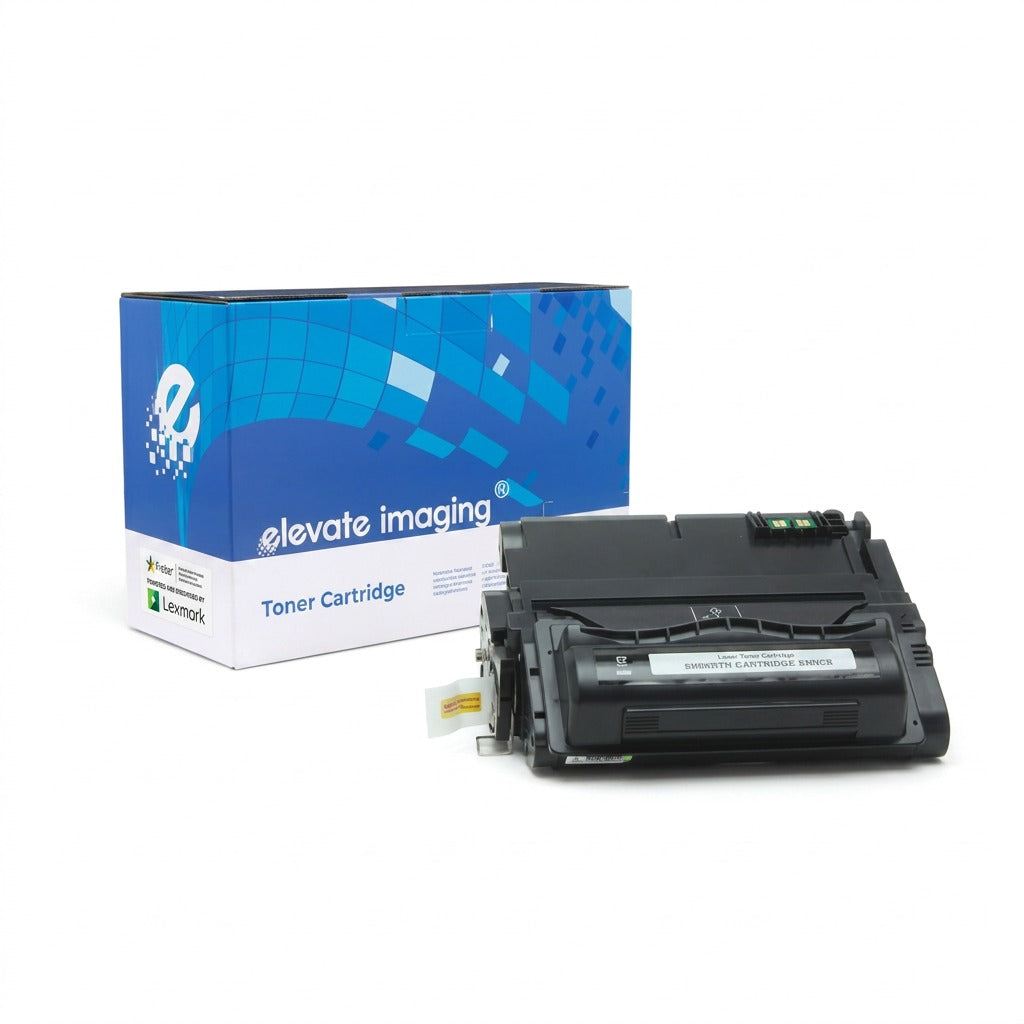 Elevate Imaging compatible HP 42A (Q5942A) black toner cartridge with branded retail box.