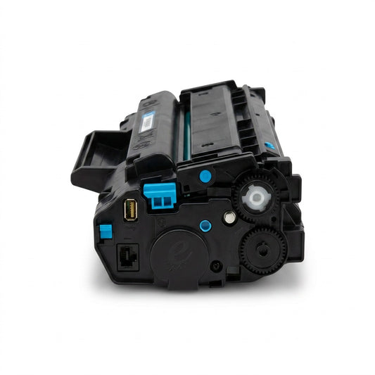 Elevate Imaging remanufactured cyan toner cartridge for HP 644A series printers, side view profile.