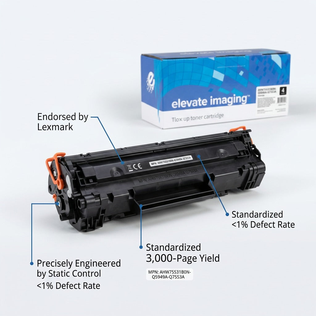 Elevate Imaging compatible toner cartridge for HP 49A/53A featuring a 3,000-page yield.