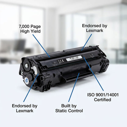 Elevate Imaging HP 49X / 53X High Yield Black Toner with callouts for 7000 page yield and ISO certifications.
