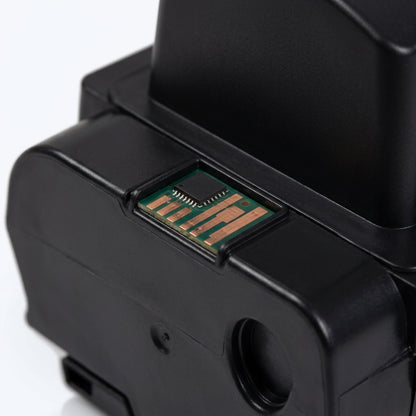 Macro detail of the electronic smart chip and copper contacts on an Elevate Imaging HP 64X toner.