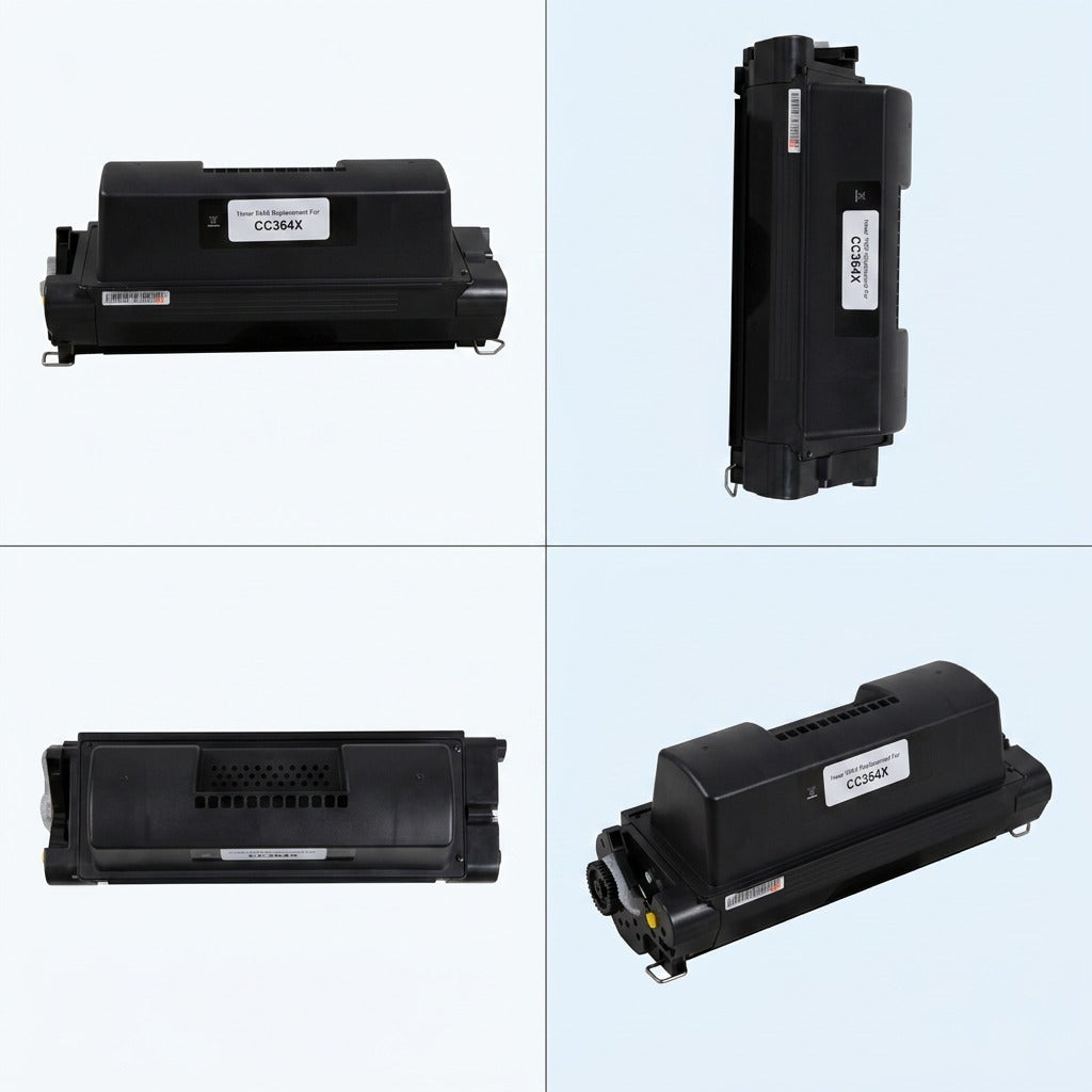 Four-angle grid view of the Elevate Imaging HP CC364X high yield black toner cartridge.