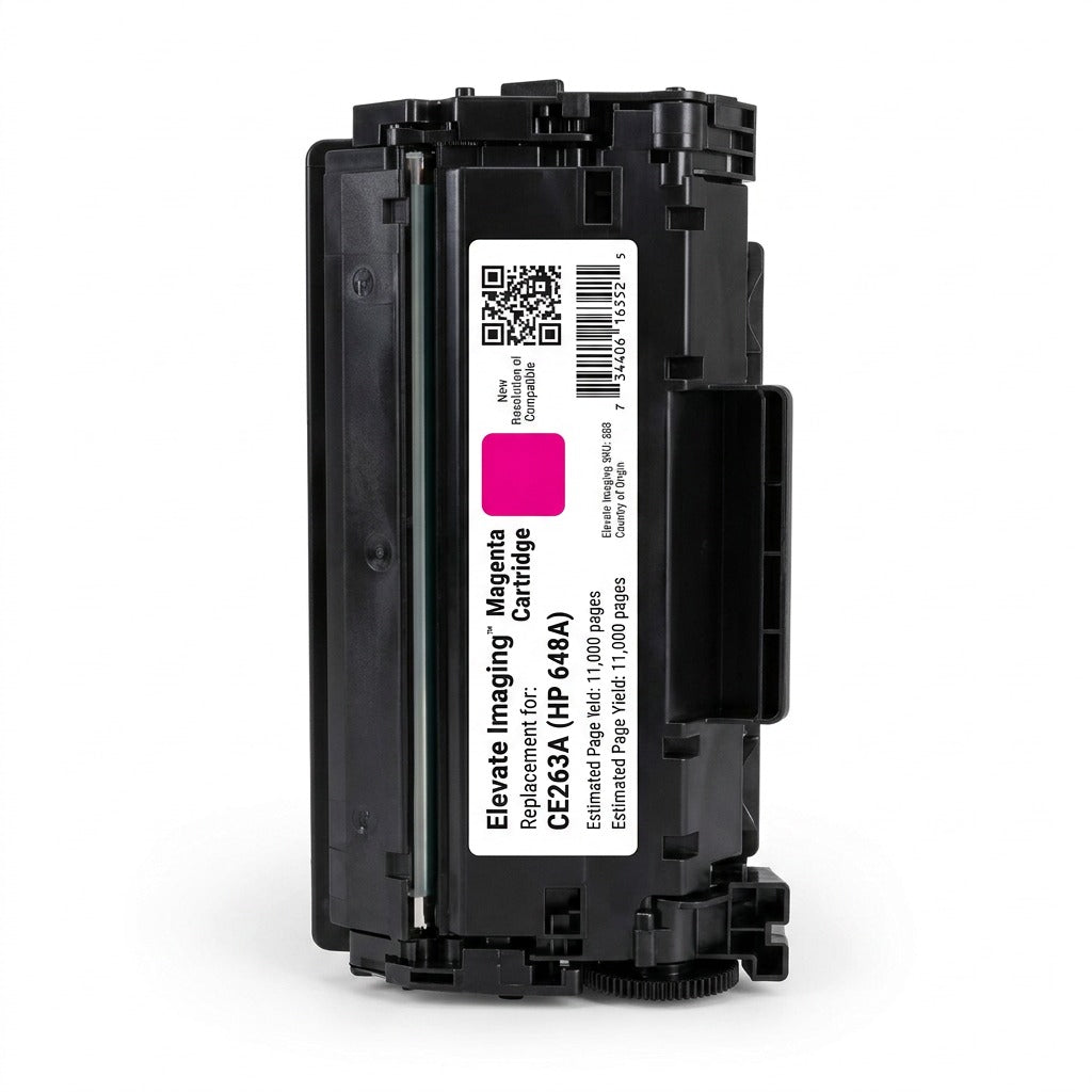 Elevate Imaging Magenta toner cartridge compatible with HP 648A CE263A on a white background.