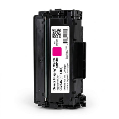 Elevate Imaging Magenta toner cartridge compatible with HP 648A CE263A on a white background.
