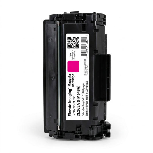 Elevate Imaging Magenta toner cartridge compatible with HP 648A CE263A on a white background.