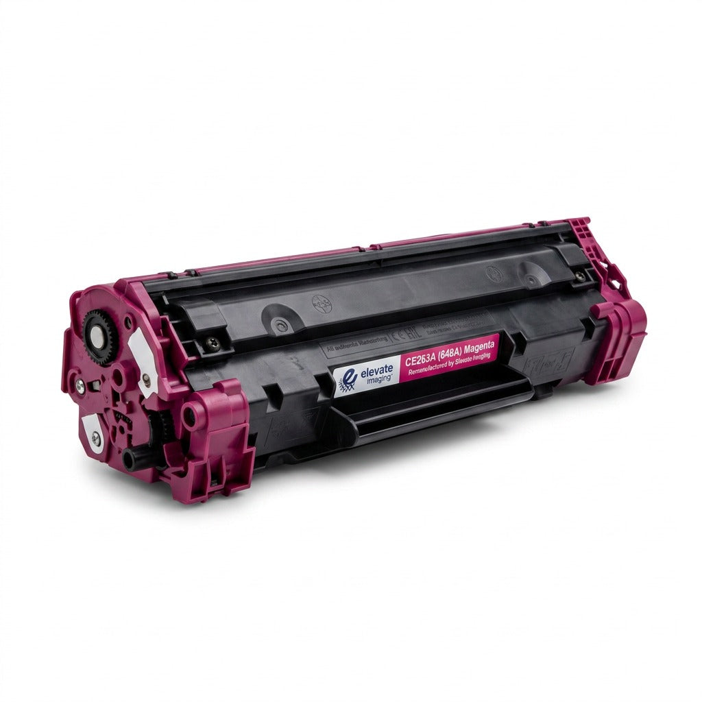 Elevate Imaging remanufactured HP 648A (CE263A) magenta toner cartridge on a white background.