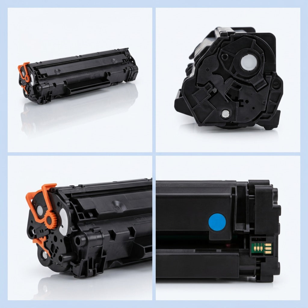 Four-angle matrix of the Elevate Imaging HP 64X (CE264X) high yield black toner cartridge.