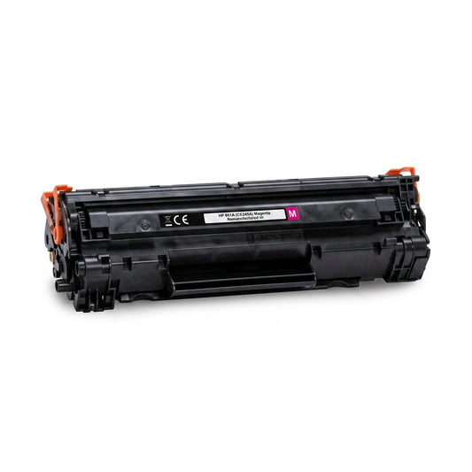 Elevate Imaging remanufactured HP 651A (CE343A) magenta toner cartridge hero shot on white background.