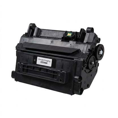 Elevate Imaging compatible HP 90A (CE390A) black laser toner cartridge on a white background.