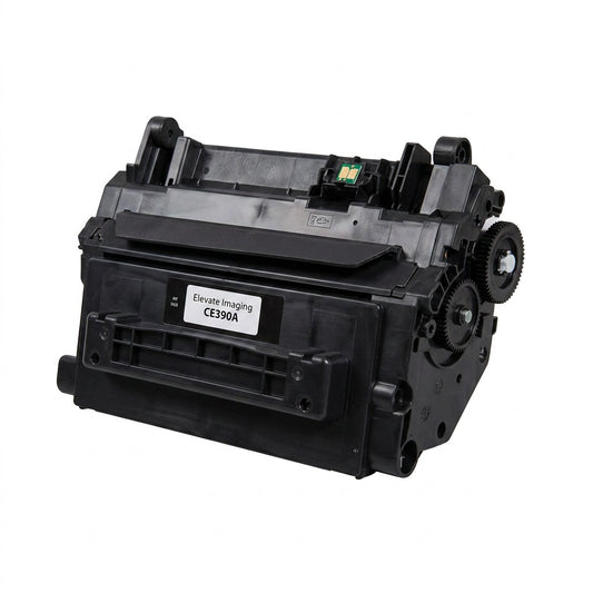 Elevate Imaging compatible HP 90A (CE390A) black laser toner cartridge on a white background.