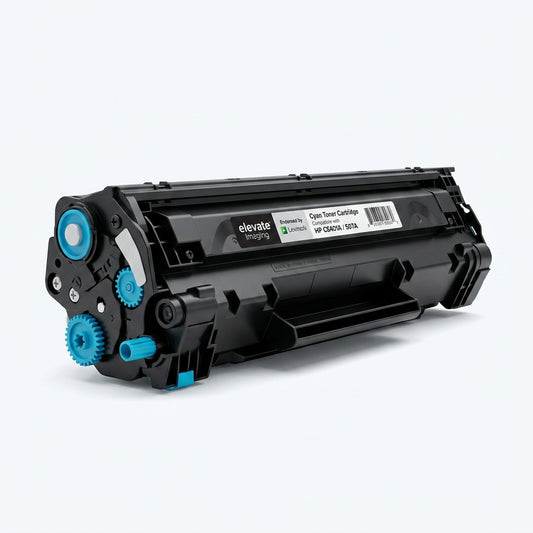 Elevate Imaging cyan toner cartridge compatible with HP 507A (CE401A) on a white background.