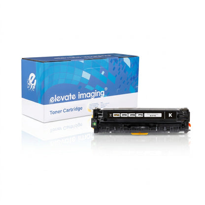 Elevate Imaging laser printer toner cartridge with blue branded retail box on white background.