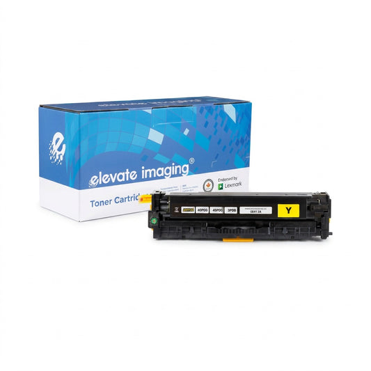 Elevate Imaging Yellow Remanufactured Toner Cartridge (HP 305A / CE412A) with retail box.