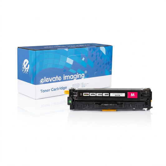 Elevate Imaging remanufactured HP 305A (CE413A) magenta toner cartridge with retail box.