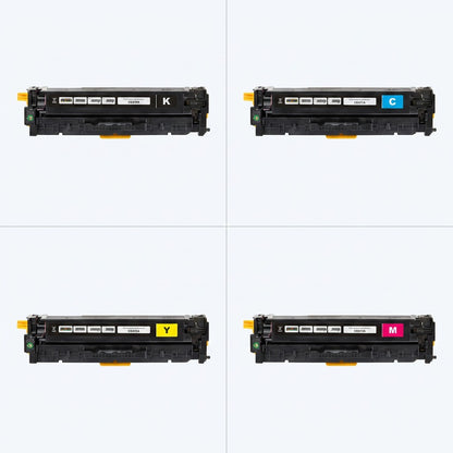 Matrix grid showing Elevate Imaging HP 305A toner cartridges in black, cyan, yellow, and magenta.