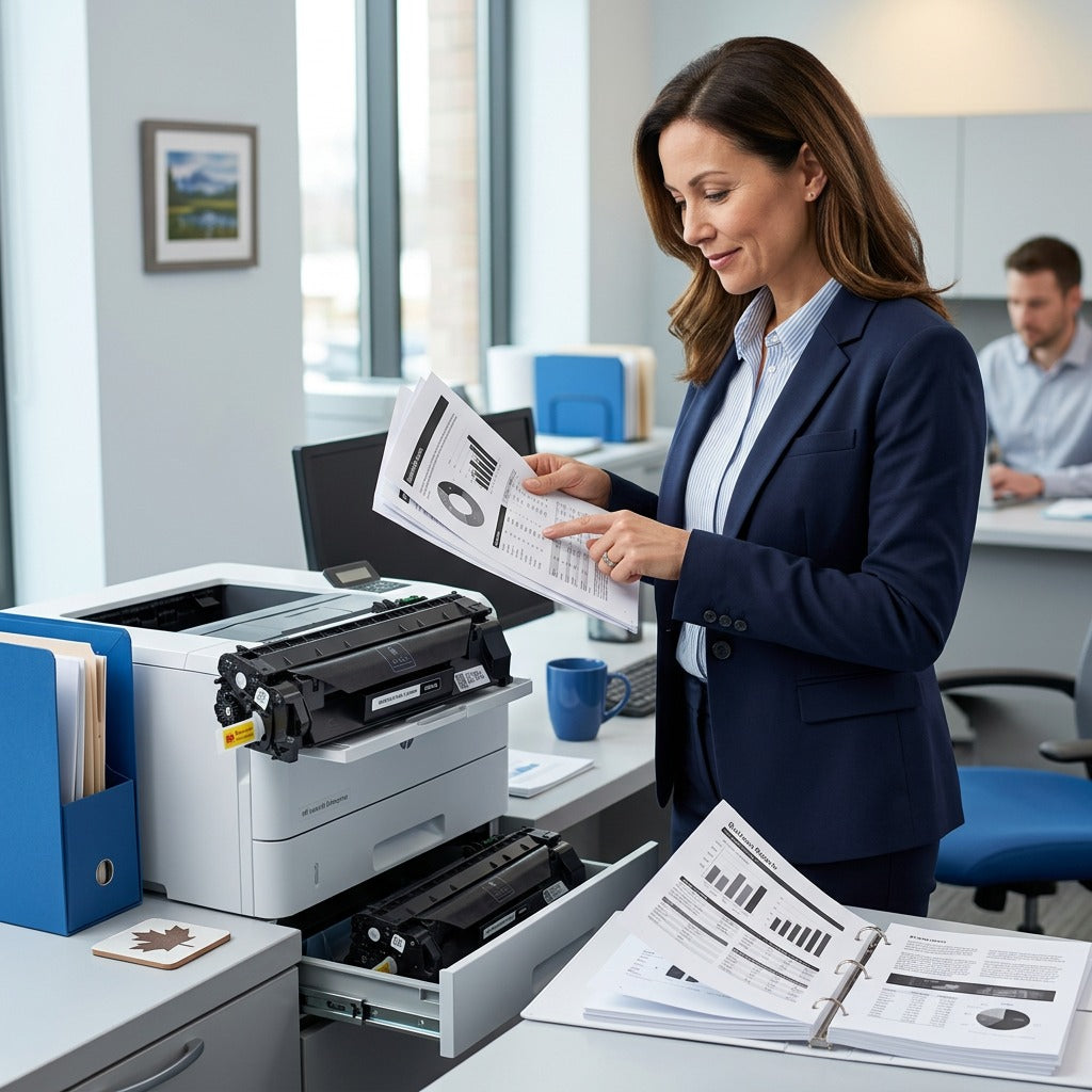 Professional reviewing reports by a laser printer with an HP 05A (CE505A) compatible toner cartidge