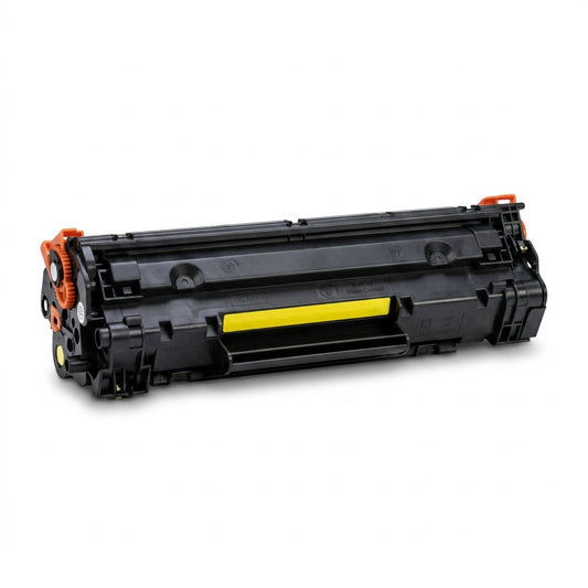Professional view of the HP 646A (CF032A) Yellow Remanufactured Toner Cartridge on a white background.
