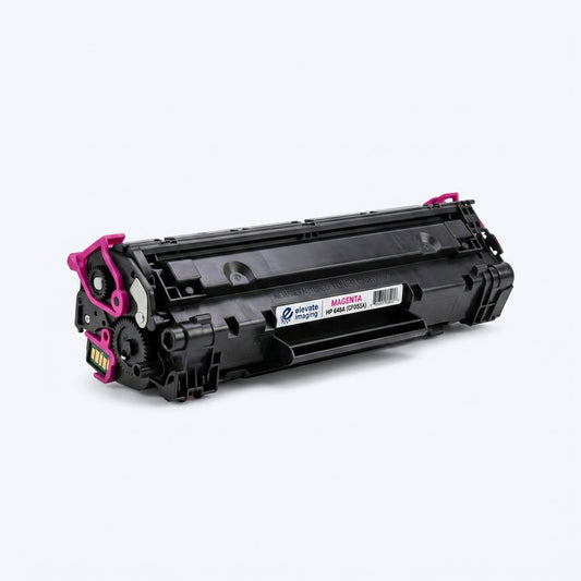 Elevate Imaging remanufactured HP 648A (CF033A) magenta toner cartridge with pink accents.
