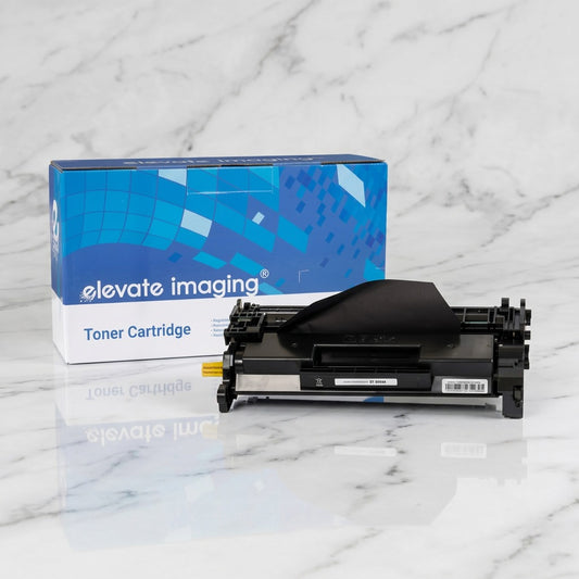 Elevate Imaging remanufactured HP 26A (CF226A) black toner cartridge with its blue retail box.