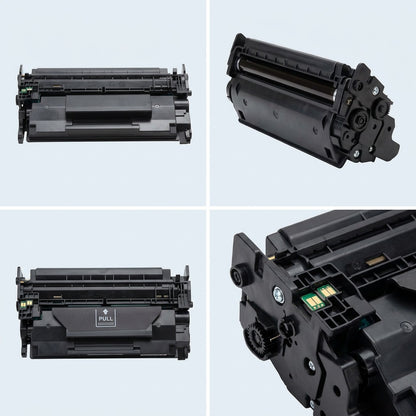 Four-view matrix of the Elevate Imaging HP CF226X black toner cartridge showing technical angles.