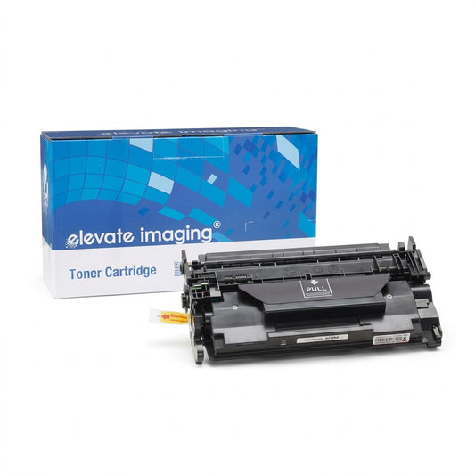 Elevate Imaging remanufactured HP 26X (CF226X) black toner cartridge with blue retail box.