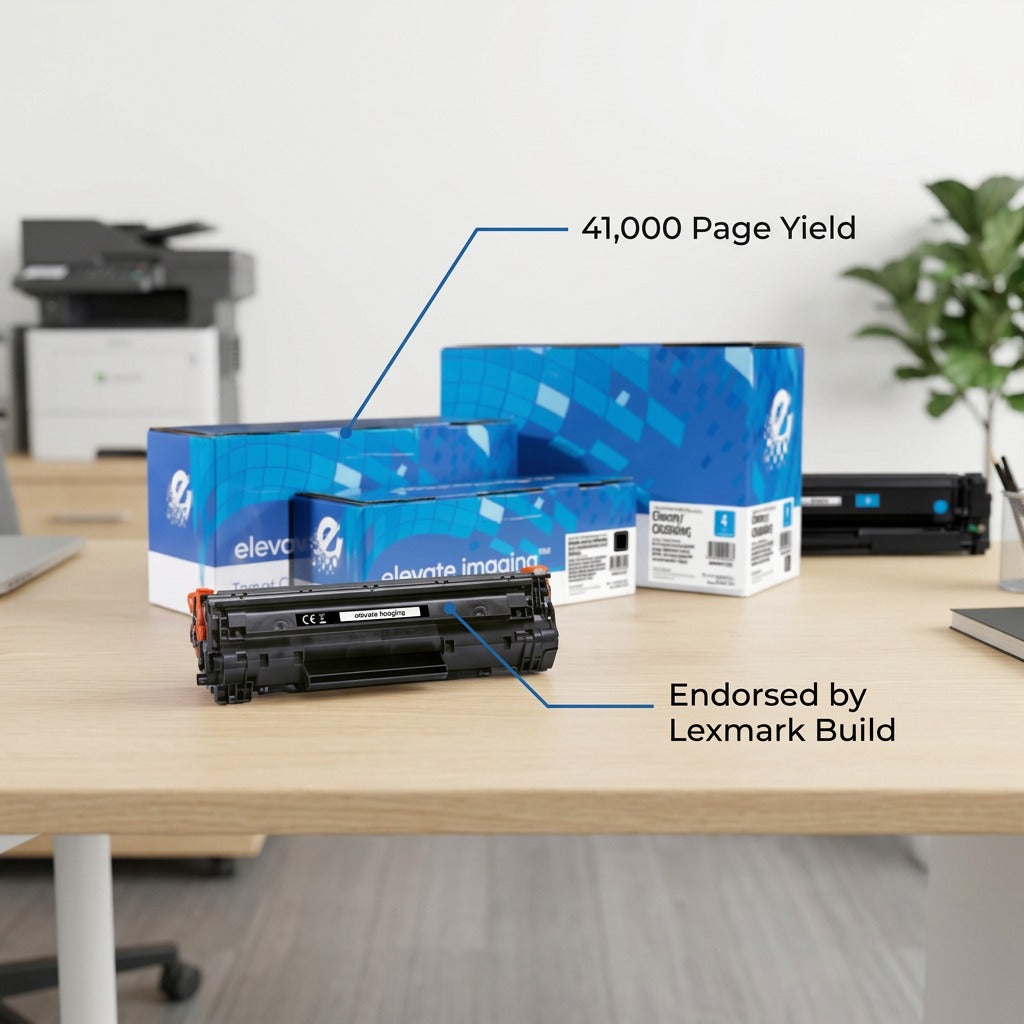 Elevate Imaging HP 37Y (CF237Y) toner cartridge featuring 41,000 page yield and Lexmark build.