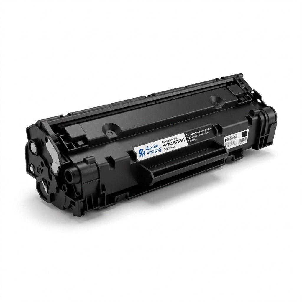 Elevate Imaging compatible HP 79A (CF279A) black toner cartridge on a white background.