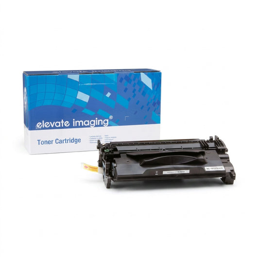 Elevate Imaging compatible HP 87A (CF287A) black toner cartridge with its blue and white retail box.