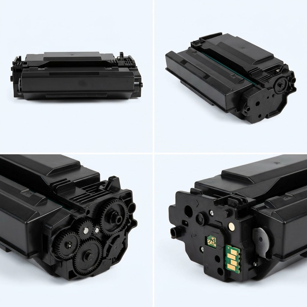 Four-view matrix of an Elevate Imaging HP 87X (CF287X) compatible black toner cartridge.