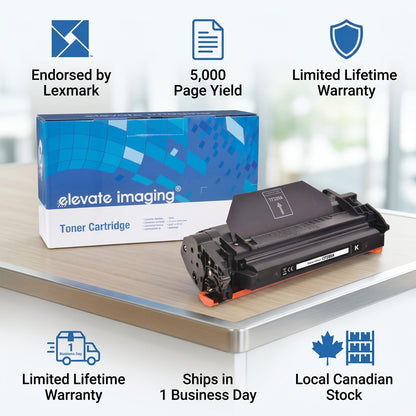 Elevate Imaging HP 89A CF289A toner cartridge with Lexmark endorsement and 5,000 page yield icons.