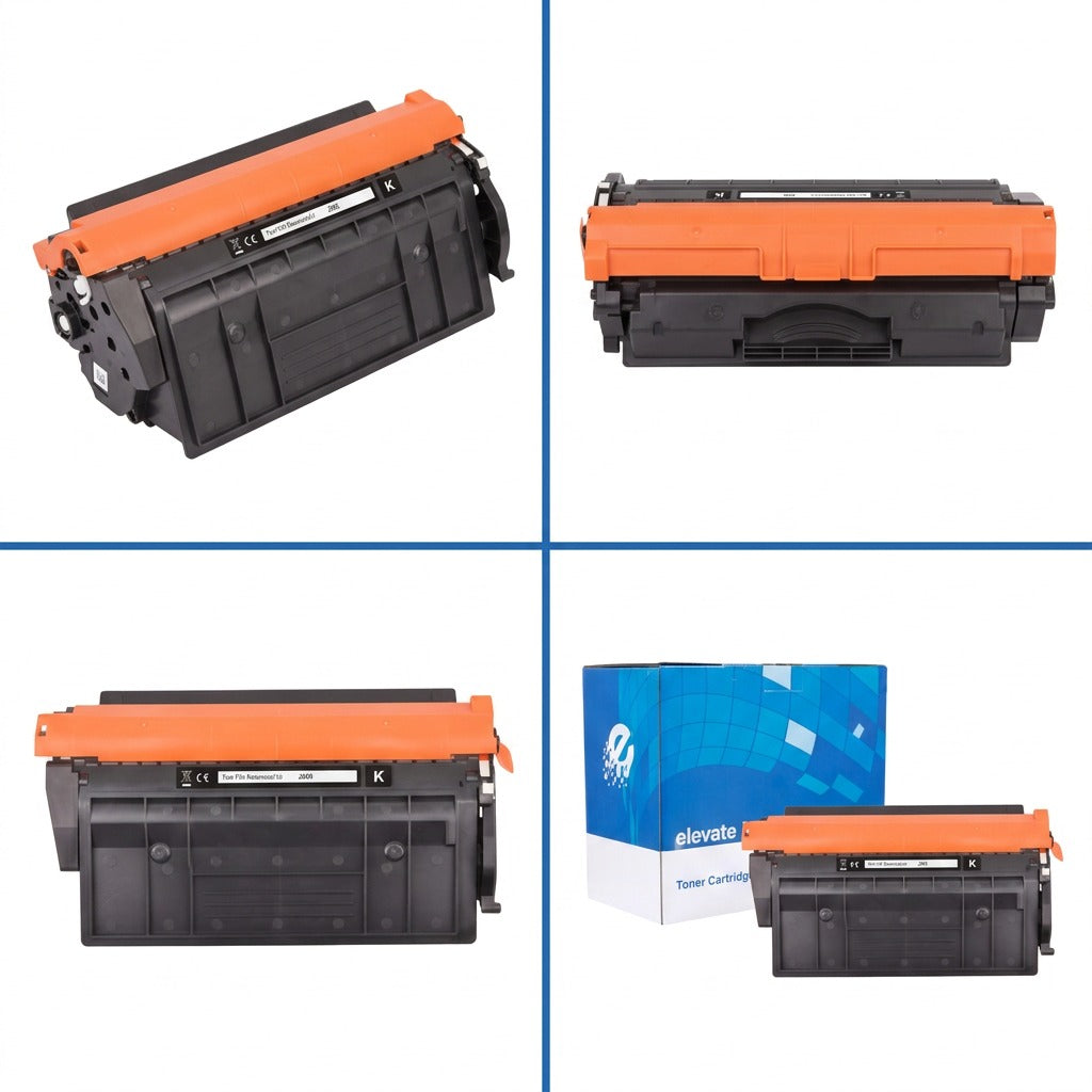 2x2 matrix of the Elevate Imaging HP 89X (CF289X) black toner cartridge from four technical angles.