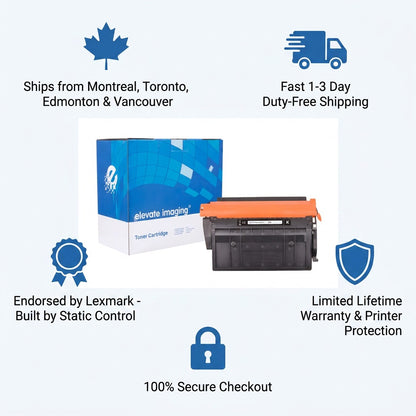 Trust infographic for Elevate Imaging HP 89X toner cartridge highlighting fast Canadian shipping.