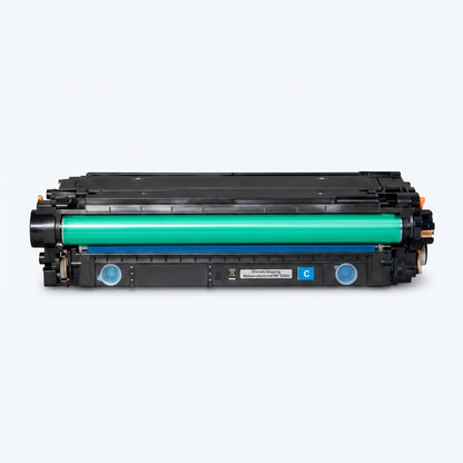Elevate Imaging remanufactured HP 508A (CF361A) Cyan toner cartridge on a clean white background.