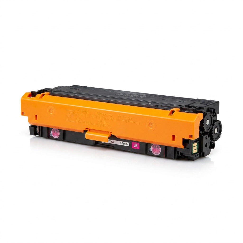 Elevate Imaging remanufactured HP 508X (CF363X) high yield magenta toner cartridge with orange clip.