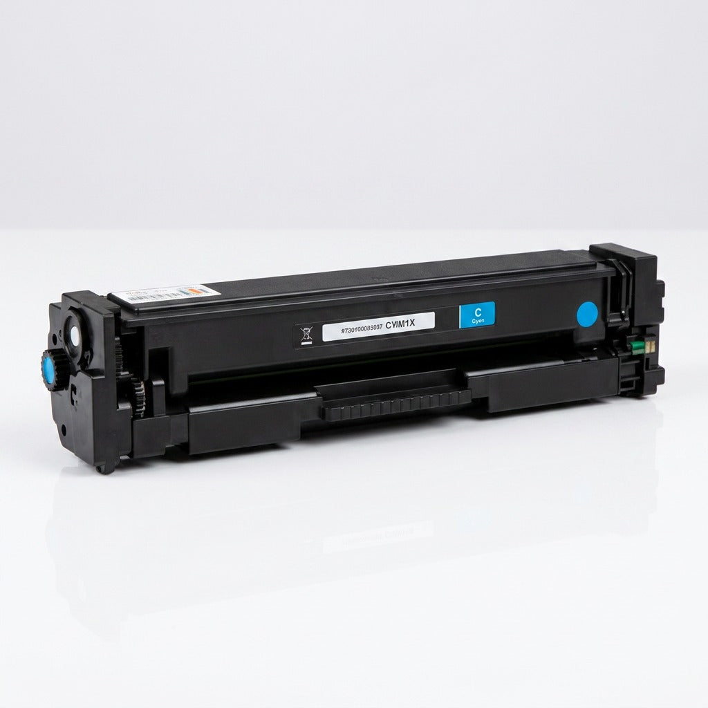 Elevate Imaging compatible HP 201X cyan toner cartridge (CF401X) in black plastic casing.