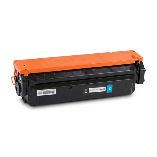 Elevate Imaging compatible HP 410X (CF411X) cyan toner cartridge with high yield 5,000-page capacity.