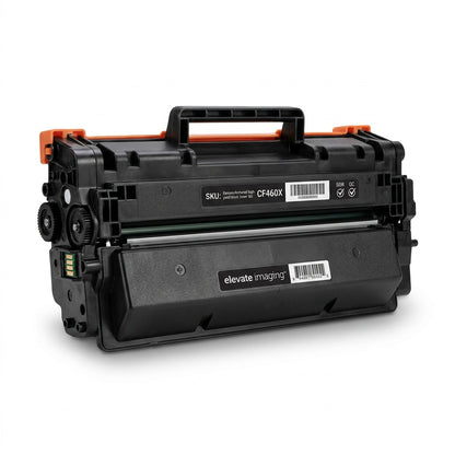 Elevate Imaging remanufactured HP 656X (CF460X) black toner cartridge on a white background.
