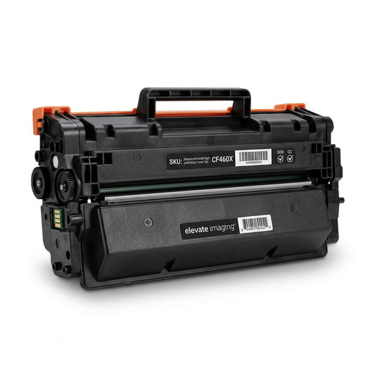 Elevate Imaging remanufactured HP 656X (CF460X) black toner cartridge on a white background.